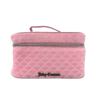 Juicy Couture Bags | Juicy Couture Pink Hearts Velour Travel Cosmetic Bag | Pink